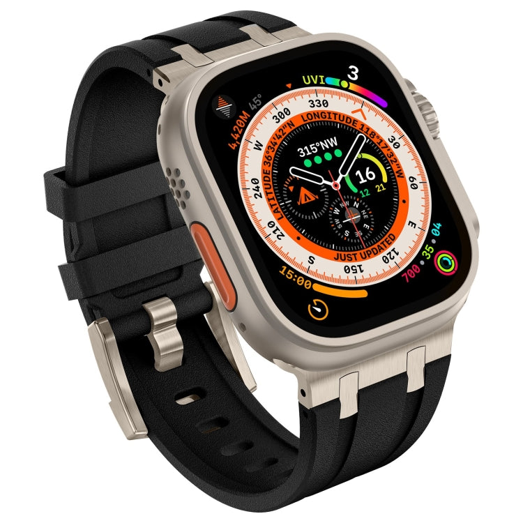 For Apple Watch Series 8 45mm Stone Grain Liquid Silicone Watch Band(Titanium Black) - Watch Bands by PMC TechLife | Online Shopping South Africa | PMC TechLife