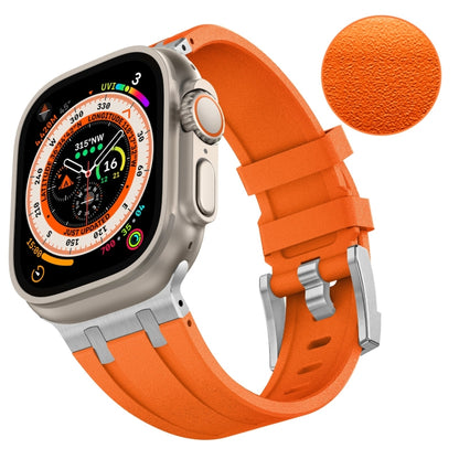 For Apple Watch Series 8 45mm Stone Grain Liquid Silicone Watch Band(Sliver Orange) - Watch Bands by PMC Jewellery | Online Shopping South Africa | PMC Jewellery