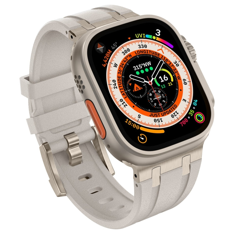 For Apple Watch SE 2022 44mm Stone Grain Liquid Silicone Watch Band(Titanium Starlight) - Watch Bands by PMC TechLife | Online Shopping South Africa | PMC TechLife
