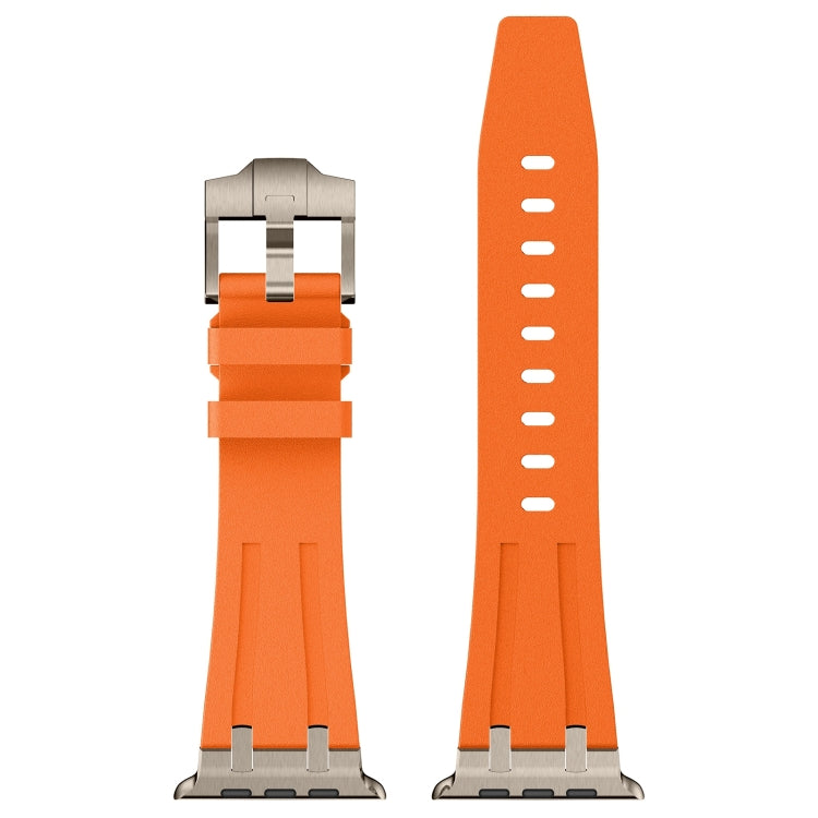 For Apple Watch Series 7 45mm Stone Grain Liquid Silicone Watch Band(Titanium Orange) - Watch Bands by PMC TechLife | Online Shopping South Africa | PMC TechLife