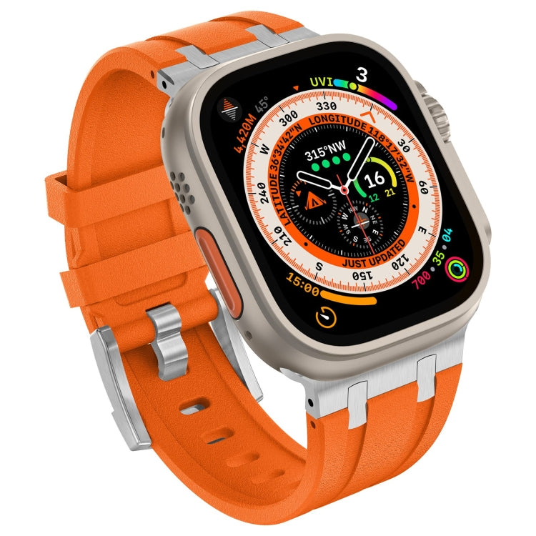 For Apple Watch Series 7 45mm Stone Grain Liquid Silicone Watch Band(Sliver Orange) - Watch Bands by PMC TechLife | Online Shopping South Africa | PMC TechLife