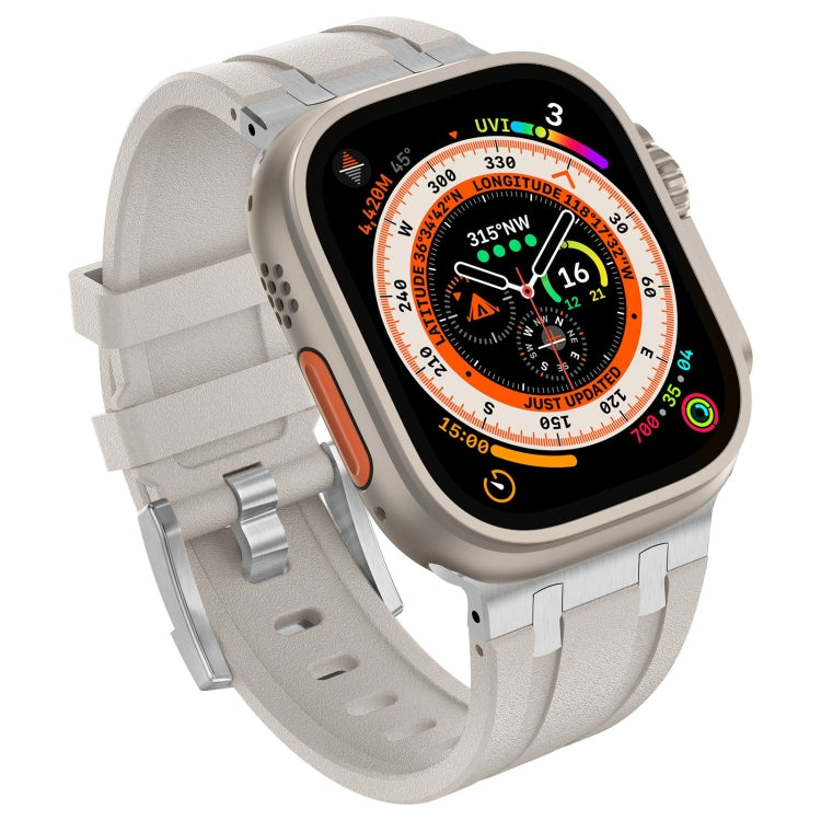 For Apple Watch Series 7 45mm Stone Grain Liquid Silicone Watch Band(Silver Starlight) - Watch Bands by PMC TechLife | Online Shopping South Africa | PMC TechLife