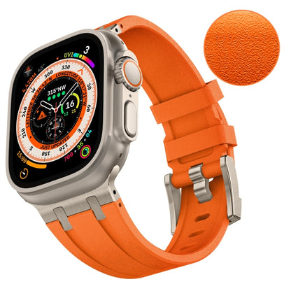 For Apple Watch SE 44mm Stone Grain Liquid Silicone Watch Band(Titanium Orange) - Watch Bands by PMC Jewellery | Online Shopping South Africa | PMC Jewellery