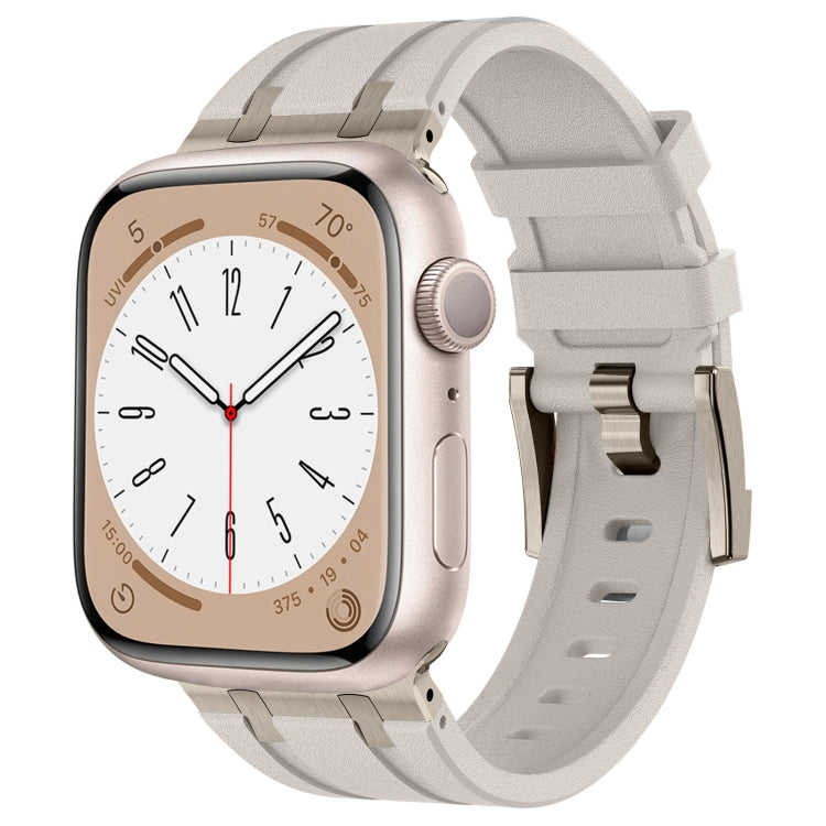 For Apple Watch Series 6 44mm Stone Grain Liquid Silicone Watch Band(Titanium Starlight) - Watch Bands by PMC TechLife | Online Shopping South Africa | PMC TechLife