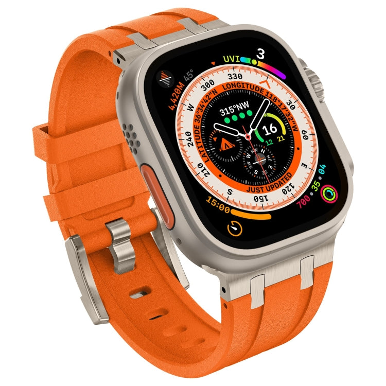 For Apple Watch Series 5 44mm Stone Grain Liquid Silicone Watch Band(Titanium Orange) - free shipping - PMC TechLife - Order now!
