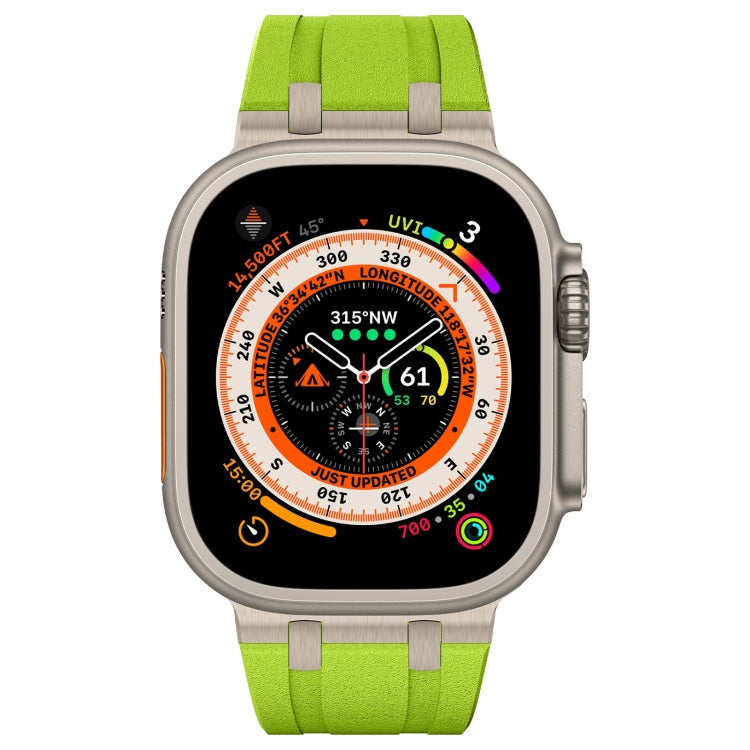 For Apple Watch Series 5 44mm Stone Grain Liquid Silicone Watch Band(Titanium Green) - Watch Bands by PMC TechLife | Online Shopping South Africa | PMC TechLife