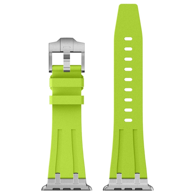 For Apple Watch Series 5 44mm Stone Grain Liquid Silicone Watch Band(Silver Green) - Watch Bands by PMC TechLife | Online Shopping South Africa | PMC TechLife