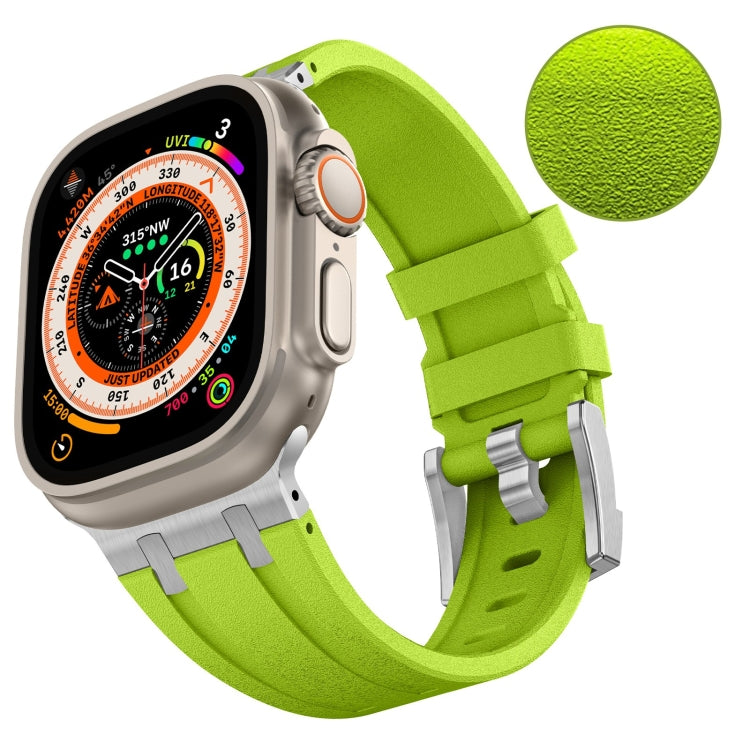 For Apple Watch Series 5 44mm Stone Grain Liquid Silicone Watch Band(Silver Green) - Watch Bands by PMC TechLife | Online Shopping South Africa | PMC TechLife