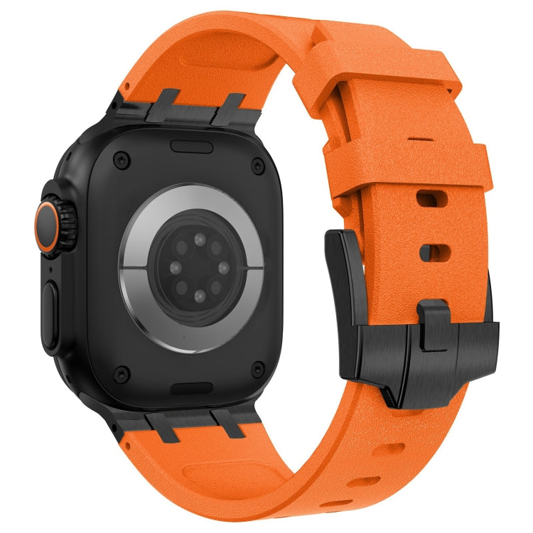 For Apple Watch Series 4 44mm Stone Grain Liquid Silicone Watch Band(Black Orange) - Watch Bands by PMC TechLife | Online Shopping South Africa | PMC TechLife