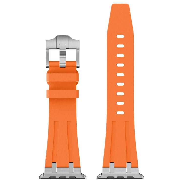 For Apple Watch Series 4 44mm Stone Grain Liquid Silicone Watch Band(Sliver Orange) - free shipping - PMC TechLife - Order now!