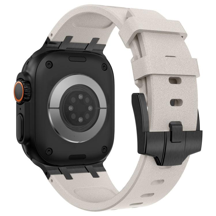 For Apple Watch Series 3 42mm Stone Grain Liquid Silicone Watch Band(Black Starlight) - Watch Bands by PMC TechLife | Online Shopping South Africa | PMC TechLife