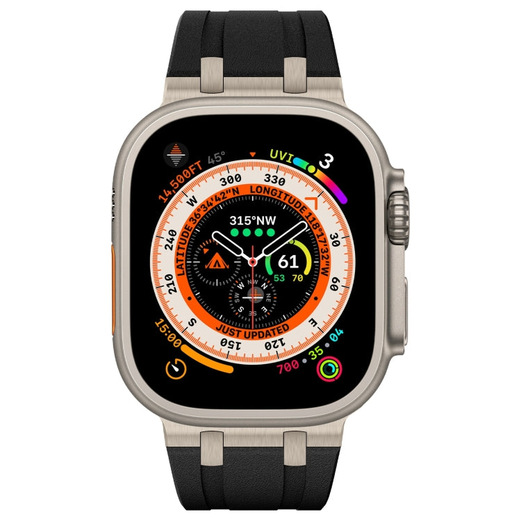 For Apple Watch Series 3 42mm Stone Grain Liquid Silicone Watch Band(Titanium Black) - Watch Bands by PMC TechLife | Online Shopping South Africa | PMC TechLife