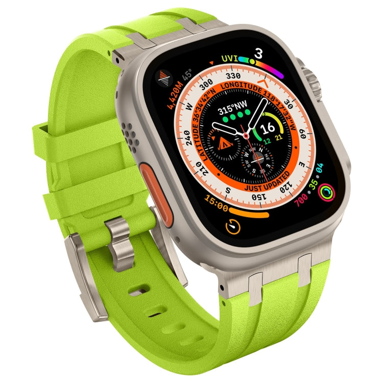 For Apple Watch Series 3 42mm Stone Grain Liquid Silicone Watch Band(Titanium Green) - Watch Bands by PMC TechLife | Online Shopping South Africa | PMC TechLife