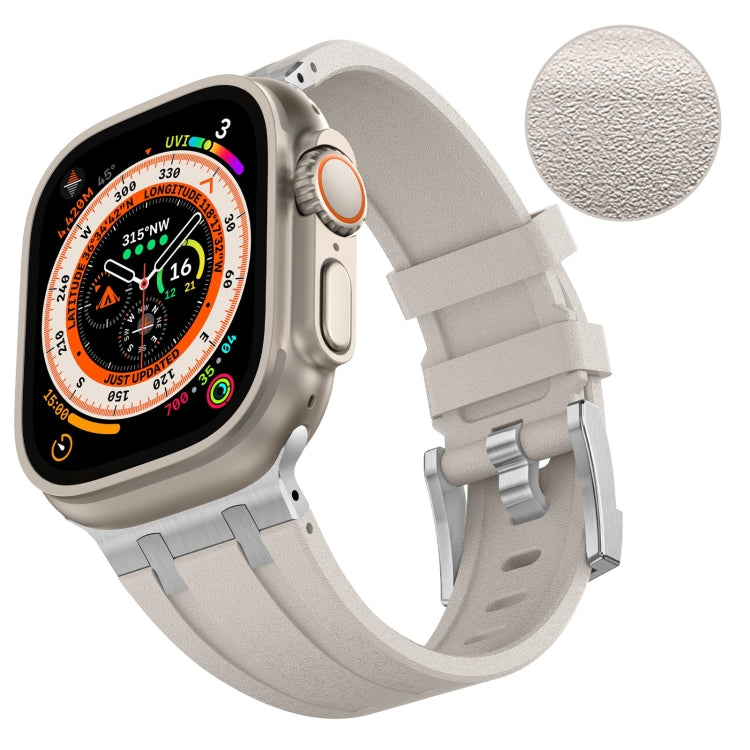 For Apple Watch Series 3 42mm Stone Grain Liquid Silicone Watch Band(Silver Starlight) - Watch Bands by PMC Jewellery | Online Shopping South Africa | PMC Jewellery