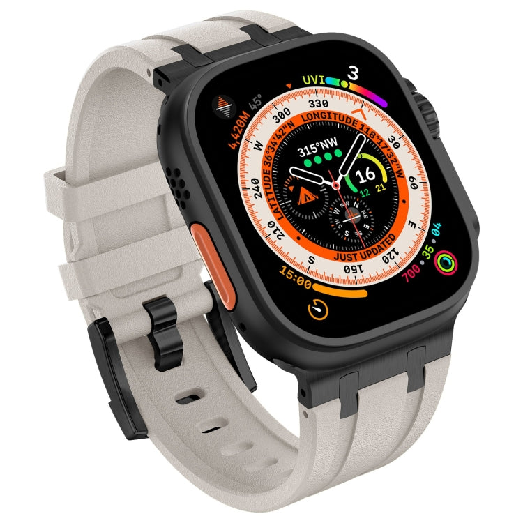 For Apple Watch Series 2 42mm Stone Grain Liquid Silicone Watch Band(Black Starlight) - Watch Bands by PMC TechLife | Online Shopping South Africa | PMC TechLife