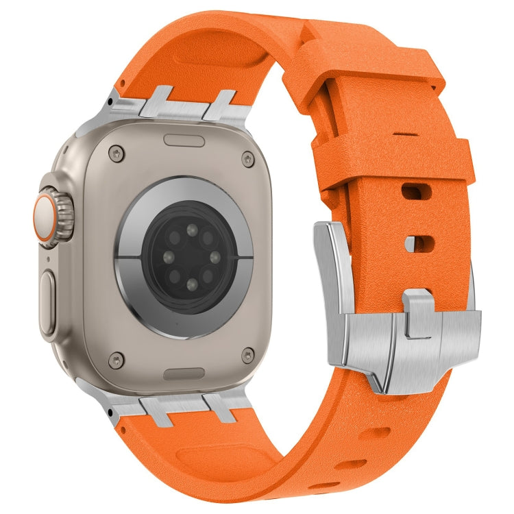 For Apple Watch Series 2 42mm Stone Grain Liquid Silicone Watch Band(Sliver Orange) - Watch Bands by PMC TechLife | Online Shopping South Africa | PMC TechLife