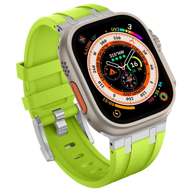 For Apple Watch Series 2 42mm Stone Grain Liquid Silicone Watch Band(Silver Green) - Watch Bands by PMC TechLife | Online Shopping South Africa | PMC TechLife