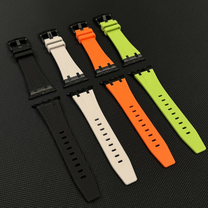 For Apple Watch SE 2023 44mm Stone Grain Liquid Silicone Watch Band(Black Black) - Watch Bands by PMC Jewellery | Online Shopping South Africa | PMC Jewellery