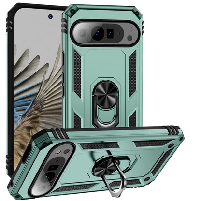 For Google Pixel 9 Pro Shockproof TPU + PC Phone Case with Holder(Dark Green) - Google Cases by PMC Jewellery | Online Shopping South Africa | PMC Jewellery | Buy Now Pay Later Mobicred