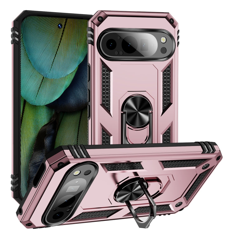 For Google Pixel 9 Shockproof TPU + PC Phone Case with Holder(Rose Gold) - Google Cases by PMC Jewellery | Online Shopping South Africa | PMC Jewellery | Buy Now Pay Later Mobicred