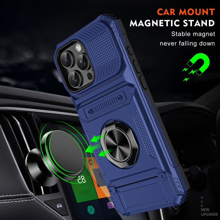 For iPhone 16 Pro TPU+PC Shockproof Card Phone Case with Metal Ring Holder(Blue) - iPhone 16 Pro Cases by PMC Jewellery | Online Shopping South Africa | PMC Jewellery | Buy Now Pay Later Mobicred