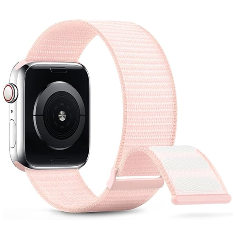 For Apple Watch SE 2022 44mm Dual Hook and Loop Nylon Watch Band(Pearl Powder) - Watch Bands by PMC TechLife | Online Shopping South Africa | PMC TechLife