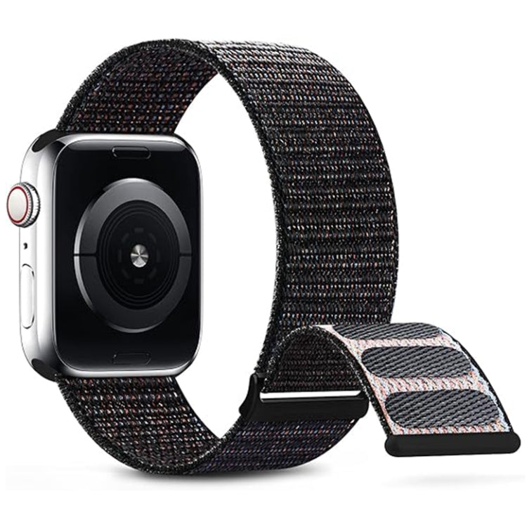 For Apple Watch Series 7 41mm Dual Hook and Loop Nylon Watch Band(Reflective Black) - Watch Bands by PMC TechLife | Online Shopping South Africa | PMC TechLife