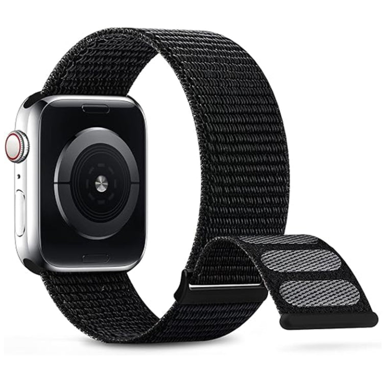 For Apple Watch SE 44mm Dual Hook and Loop Nylon Watch Band(Dark Black) - Watch Bands by PMC TechLife | Online Shopping South Africa | PMC TechLife