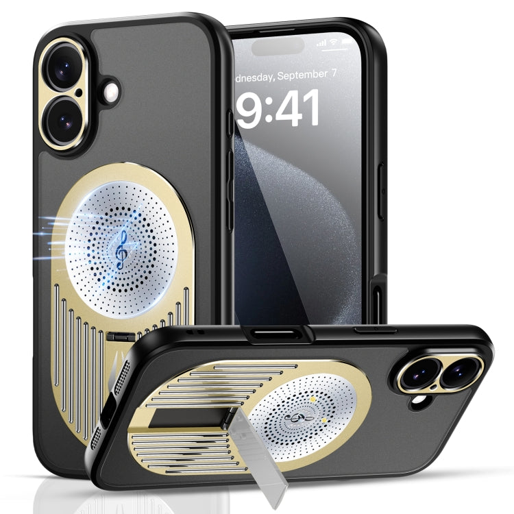 For iPhone 16 Heat Dissipation Aromatherapy MagSafe Holder Phone Case(Gold) - iPhone 16 Cases by PMC Jewellery | Online Shopping South Africa | PMC Jewellery | Buy Now Pay Later Mobicred