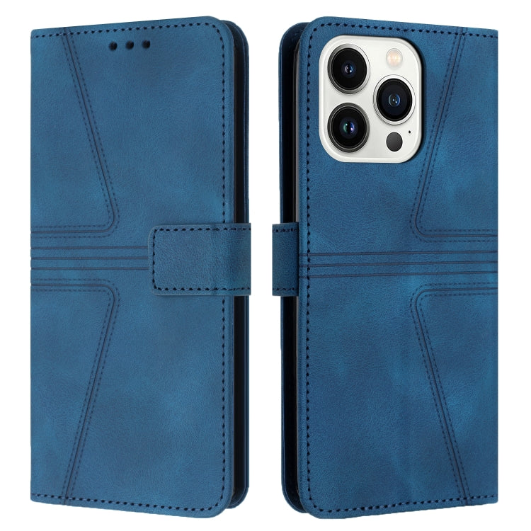 For iPhone 16 Pro Triangle Solid Color Leather Phone Case(Blue) - iPhone 16 Pro Cases by PMC Jewellery | Online Shopping South Africa | PMC Jewellery | Buy Now Pay Later Mobicred