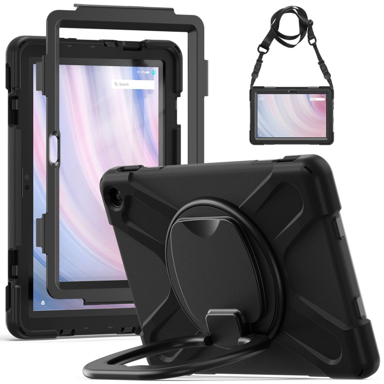 For Amazon Kindle Fire HD10 2023 Silicone Hybrid PC Tablet Case with Holder & Shoulder Strap(Black) - Amazon by PMC TechLife | Online Shopping South Africa | PMC TechLife | Buy Now Pay Later Mobicred