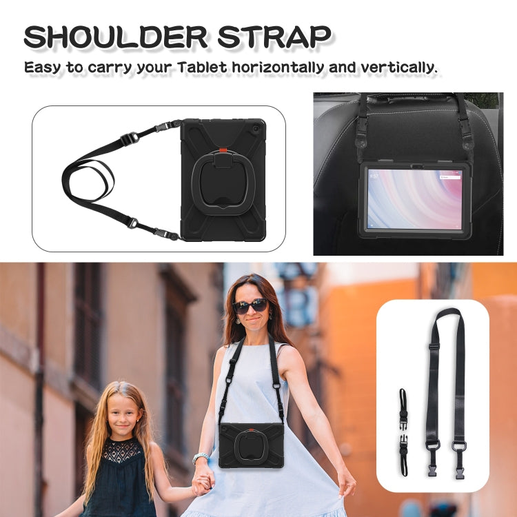 For Amazon Kindle Fire HD10 2023 Silicone Hybrid PC Tablet Case with Holder & Shoulder Strap(Black) - Amazon by PMC TechLife | Online Shopping South Africa | PMC TechLife | Buy Now Pay Later Mobicred
