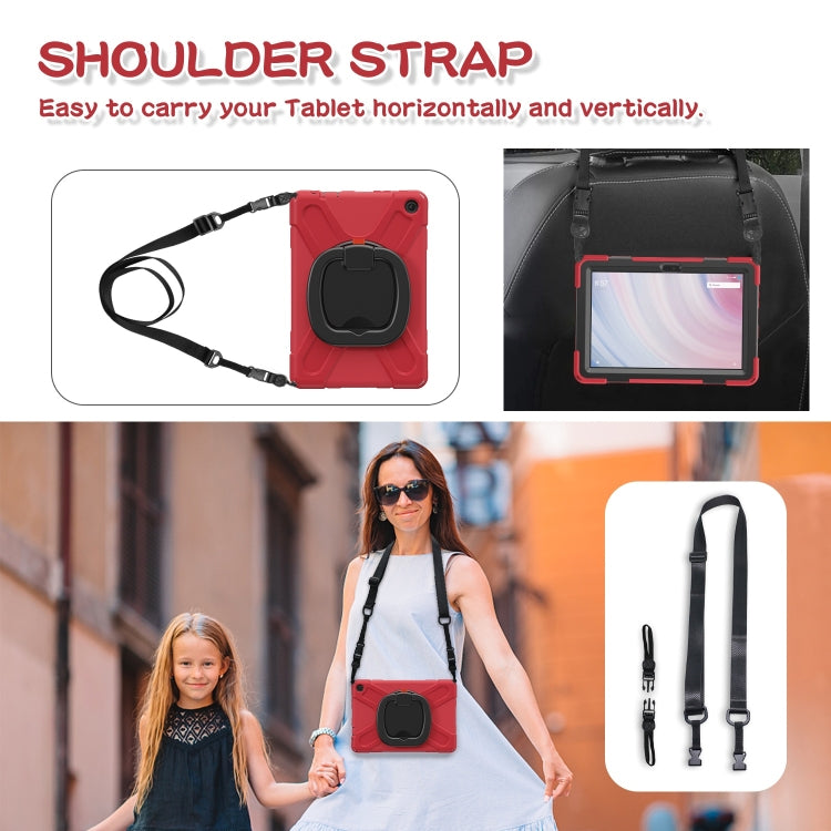 For Amazon Kindle Fire HD10 2023 Silicone Hybrid PC Tablet Case with Holder & Shoulder Strap(Red) - Amazon by PMC TechLife | Online Shopping South Africa | PMC TechLife | Buy Now Pay Later Mobicred