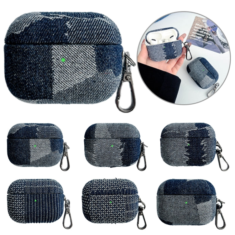 For AirPods Pro 2 Stitching Denim Cloth Bluetooth Earphone Protective Case(Light Color Irregular) - For AirPods Pro 2 by PMC Jewellery | Online Shopping South Africa | PMC Jewellery | Buy Now Pay Later Mobicred
