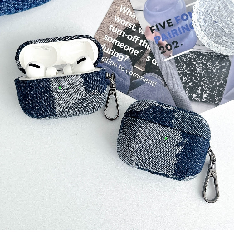 For AirPods Pro 2 Stitching Denim Cloth Bluetooth Earphone Protective Case(Dark Color Lightning) - For AirPods Pro 2 by PMC Jewellery | Online Shopping South Africa | PMC Jewellery | Buy Now Pay Later Mobicred