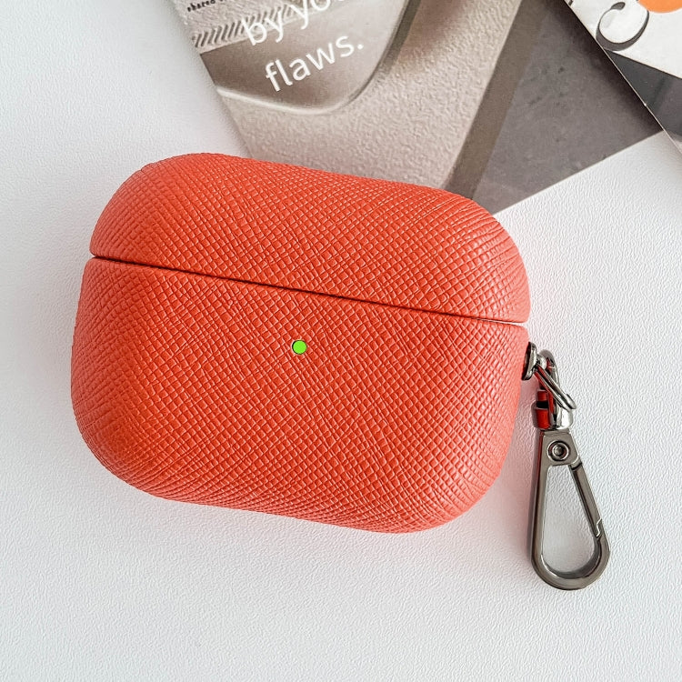 For AirPods Pro Cross Texture PU Leather Bluetooth Earphone Protective Case(Red) - For AirPods Pro by PMC Jewellery | Online Shopping South Africa | PMC Jewellery | Buy Now Pay Later Mobicred