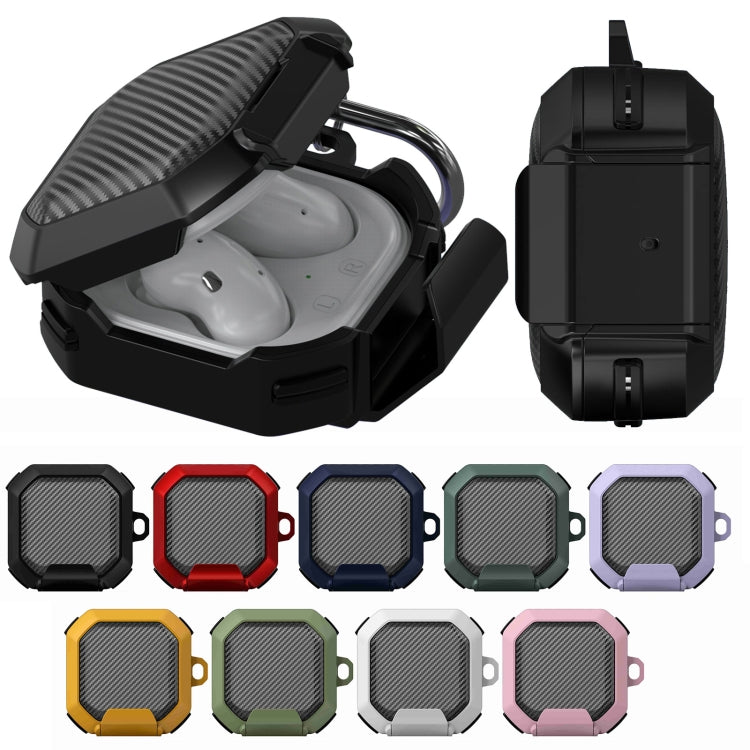 For Galaxy Buds Live / Pro /2 /2 Pro / FE Carbon Fiber TPU Hybrid PC Case with Hook(White) - Samsung Earphone Case by PMC TechLife | Online Shopping South Africa | PMC TechLife | Buy Now Pay Later Mobicred