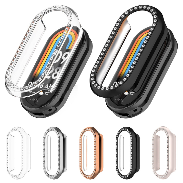 For Xiaomi Mi Band 8 Diamond Half Pack Hollow PC Watch Protective Case(Silver) - Watch Cases by PMC Jewellery | Online Shopping South Africa | PMC Jewellery