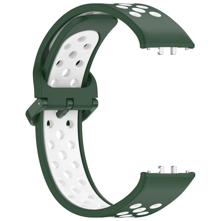 For Samsung Galaxy Fit 3 Two Color Breathable Silicone Watch Band(Dark Green White) - Watch Bands by PMC Jewellery | Online Shopping South Africa | PMC Jewellery