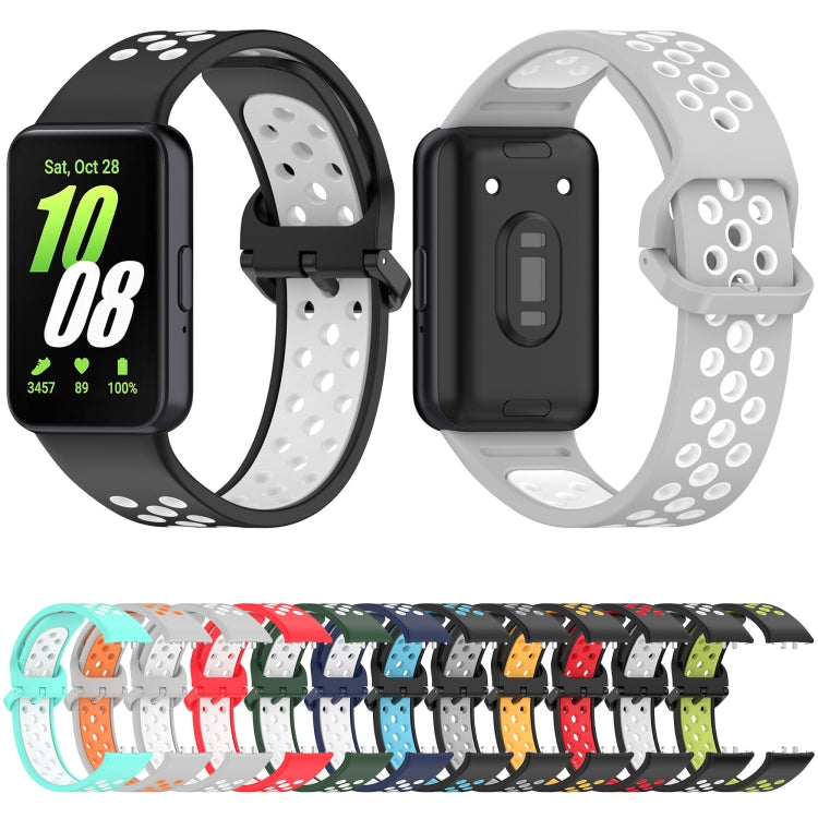 For Samsung Galaxy Fit 3 Two Color Breathable Silicone Watch Band(Black Red) - Watch Bands by PMC TechLife | Online Shopping South Africa | PMC TechLife