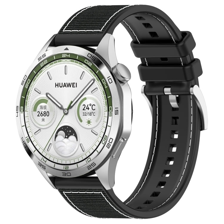 22mm Hybrid Nylon Braid Silicone Watch Band(Black) - 22mm Bands by PMC TechLife | Online Shopping South Africa | PMC TechLife