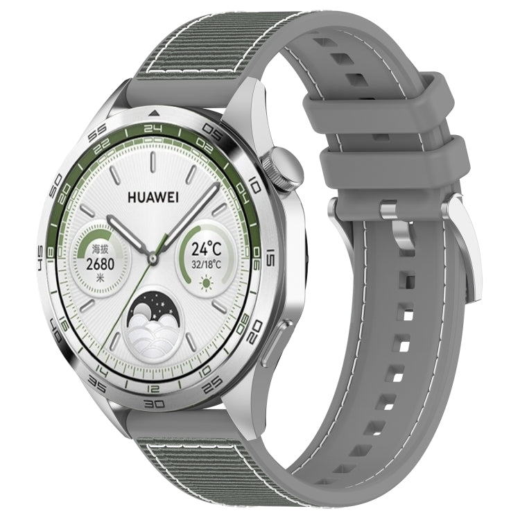 22mm Hybrid Nylon Braid Silicone Watch Band(Grey) - 22mm Bands by PMC TechLife | Online Shopping South Africa | PMC TechLife