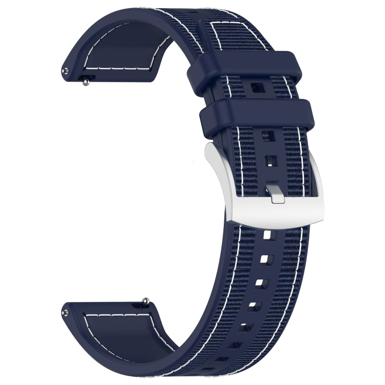 22mm Hybrid Nylon Braid Silicone Watch Band(Midnight Blue) - 22mm Bands by PMC Jewellery | Online Shopping South Africa | PMC Jewellery