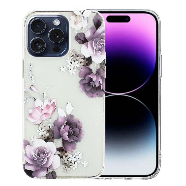 For iPhone 16 Pro Max Colorful Painting Pattern TPU Phone Case(Peony) - iPhone 16 Pro Max Cases by PMC Jewellery | Online Shopping South Africa | PMC Jewellery | Buy Now Pay Later Mobicred