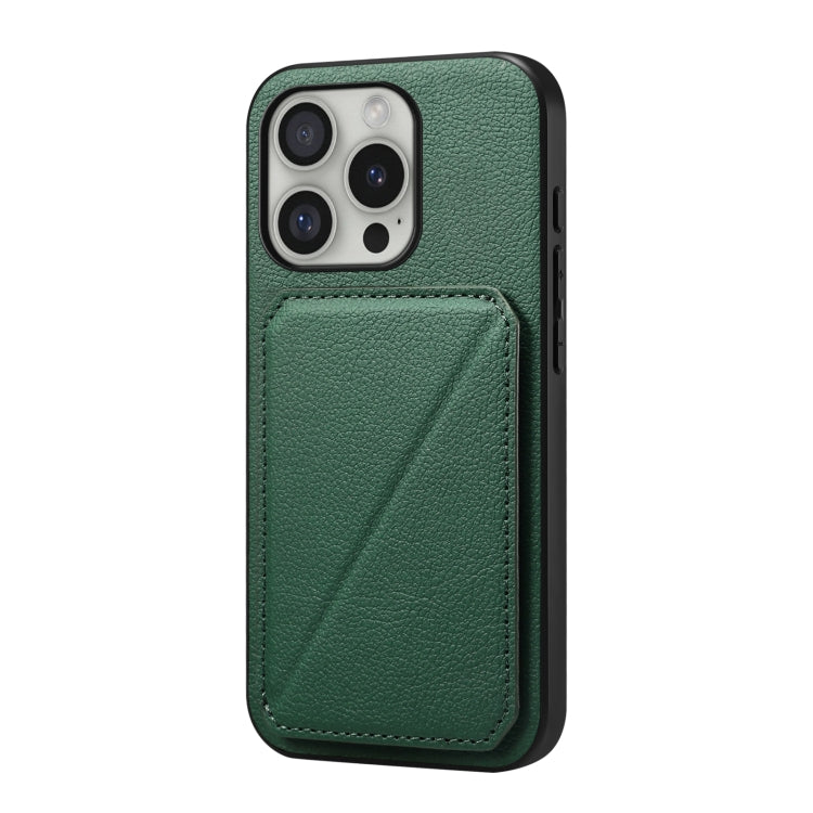 For iPhone 16 Pro D04 Calf Texture Dual Card Slot Holder Phone Case(Green) - iPhone 16 Pro Cases by PMC TechLife | Online Shopping South Africa | PMC TechLife | Buy Now Pay Later Mobicred