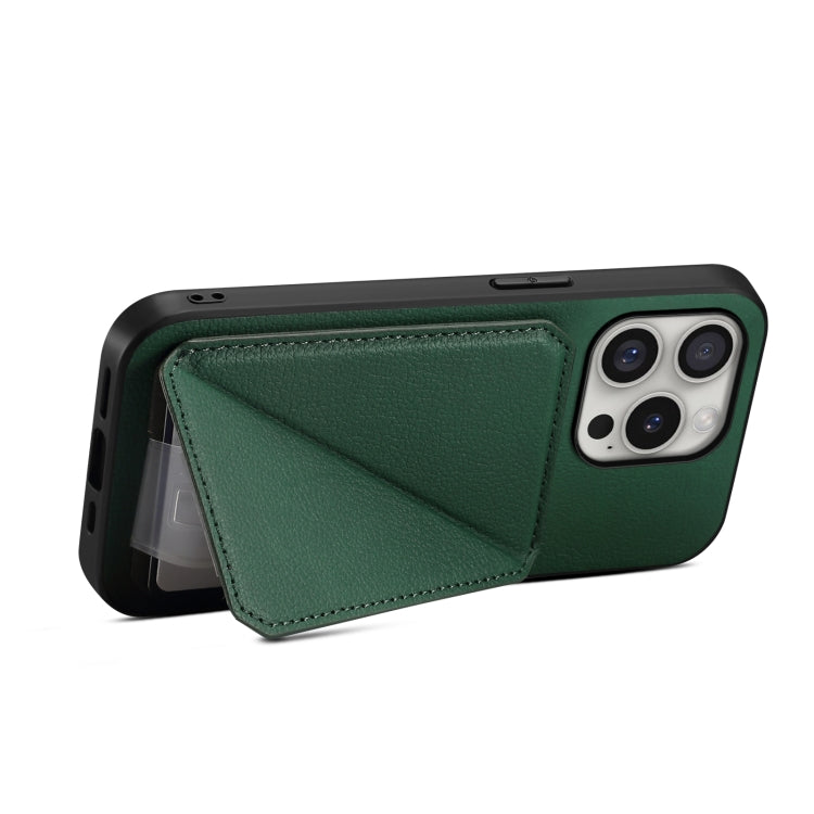 For iPhone 16 Pro D04 Calf Texture Dual Card Slot Holder Phone Case(Green) - iPhone 16 Pro Cases by PMC Jewellery | Online Shopping South Africa | PMC Jewellery | Buy Now Pay Later Mobicred