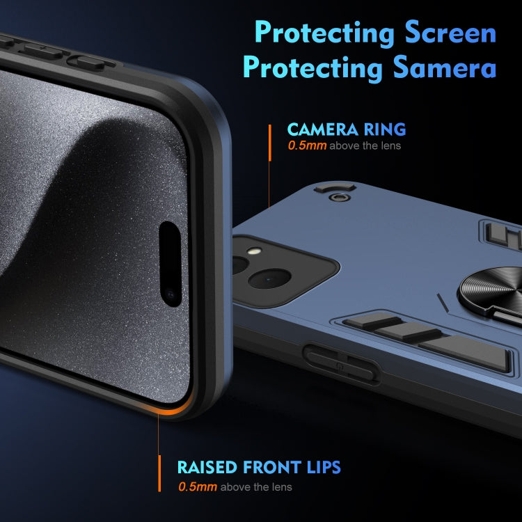 For Motorola Moto G Power 2024 Shockproof Metal Ring Holder Phone Case(Blue) - Motorola Cases by PMC Jewellery | Online Shopping South Africa | PMC Jewellery | Buy Now Pay Later Mobicred