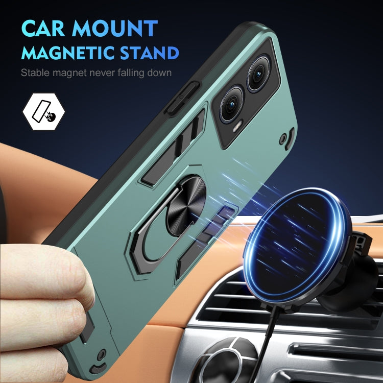 For Motorola Edge 2024 Shockproof Metal Ring Holder Phone Case(Green) - Motorola Cases by PMC Jewellery | Online Shopping South Africa | PMC Jewellery | Buy Now Pay Later Mobicred