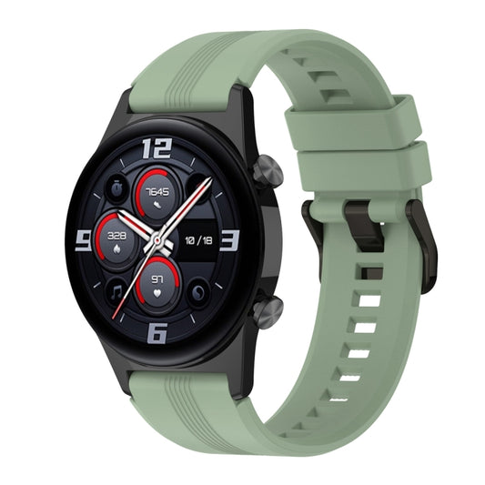 For Honor Watch GS 4 Striped Stainless Steel Buckle Silicone Watch Band(Green) - Watch Bands by PMC Jewellery | Online Shopping South Africa | PMC Jewellery