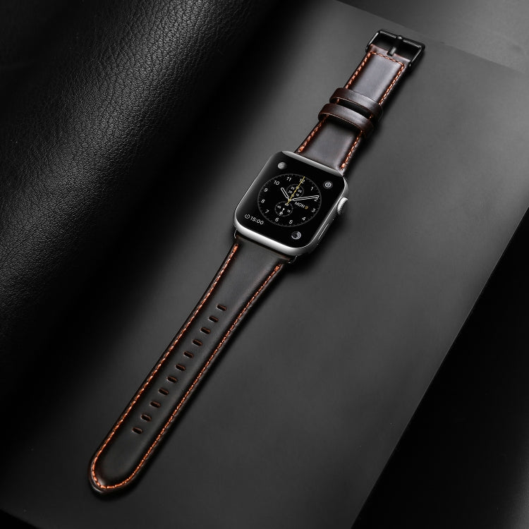 For Apple Watch Series 2 38mm DUX DUCIS Business Genuine Leather Watch Strap(Coffee) - Watch Bands by DUX DUCIS | Online Shopping South Africa | PMC TechLife | Buy Now Pay Later Mobicred